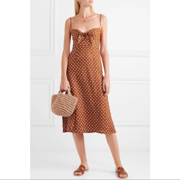 Faithfull the Brand Dresses & Skirts - Faithfull The Brand Cinnamon Polka Dot Fiscardo Linen Midi Dress Size US 10